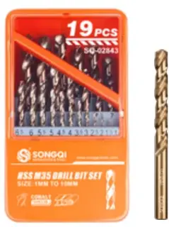 19 PCS Twist Drill Bit Set (metal case)